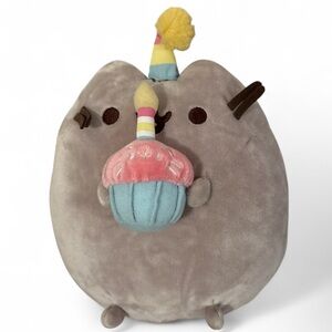 Gund Pusheen Cat Gray Birthday Cupcake 10" Plush Stuffed Animal